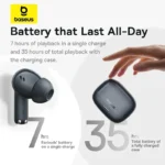 Baseus Bowie M2s Pro earbuds highlighting microphone placement