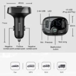 Dual USB fast charger ports on Baseus FM transmitter car adapter