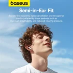 Charging case and Baseus M3 earbuds displayed open