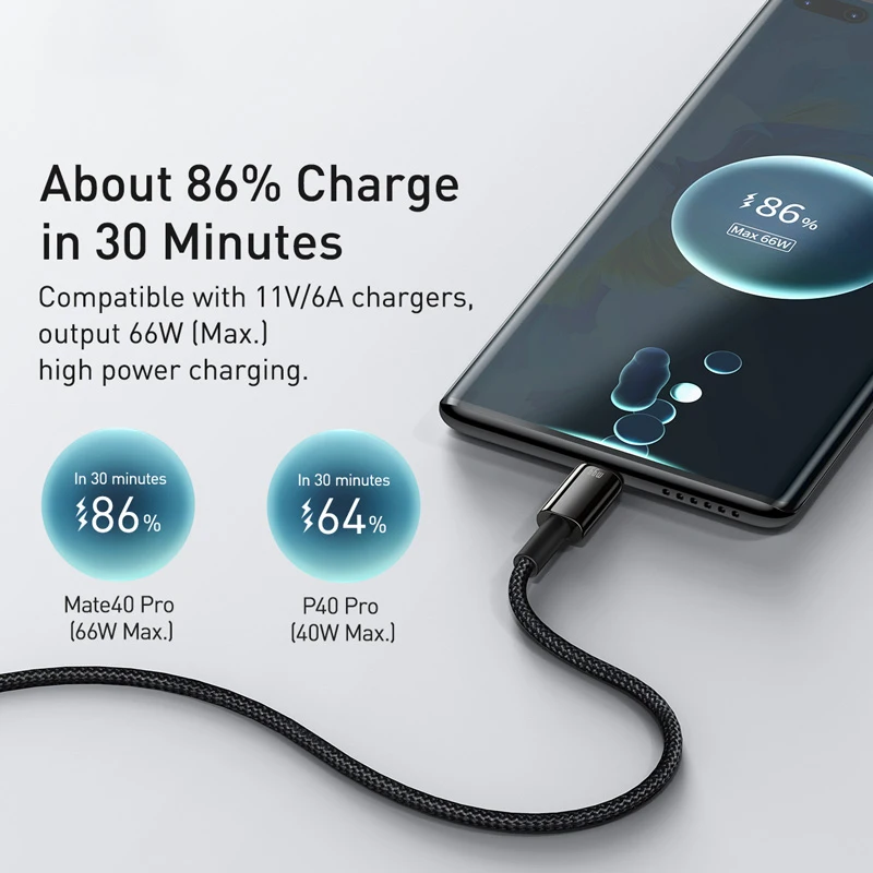 Close-up of Baseus zinc alloy connector on 240W fast charging cable