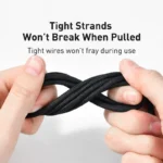 Full length view of Baseus 240W PD fast charging cable in black