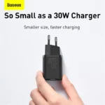 Baseus Super Si 30W charger compact design in white
