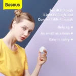 Baseus WM01 wireless earbuds with silicone eartips on white background