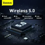 Baseus WM01 wireless Bluetooth earbuds displayed with packaging accessories