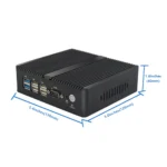 Rear view of BayTrail J1900 fanless barebone mini PC with VGA and serial ports