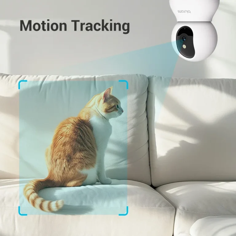 Blurams indoor security camera showing dual lens and mounting options