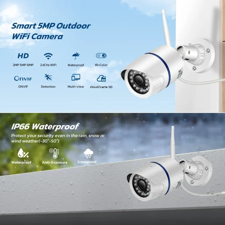 Side view of waterproof 5MP bullet WIFI IP camera for outdoor use