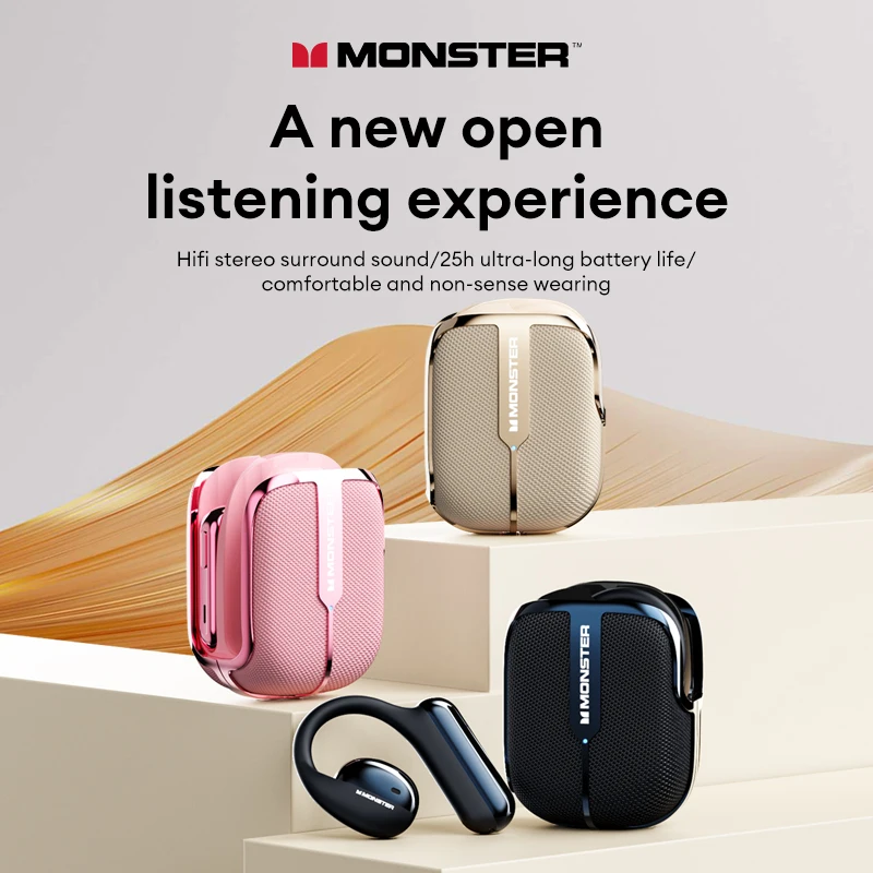 Close-up of Monster XKO06 ergonomic in-ear Bluetooth headset