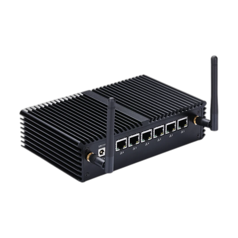 Qotom Q500G6 Mini PC router firewall with 6 LAN ports front view