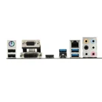 Close-up of B150M-PLUS motherboard DDR4 memory slots and chipset