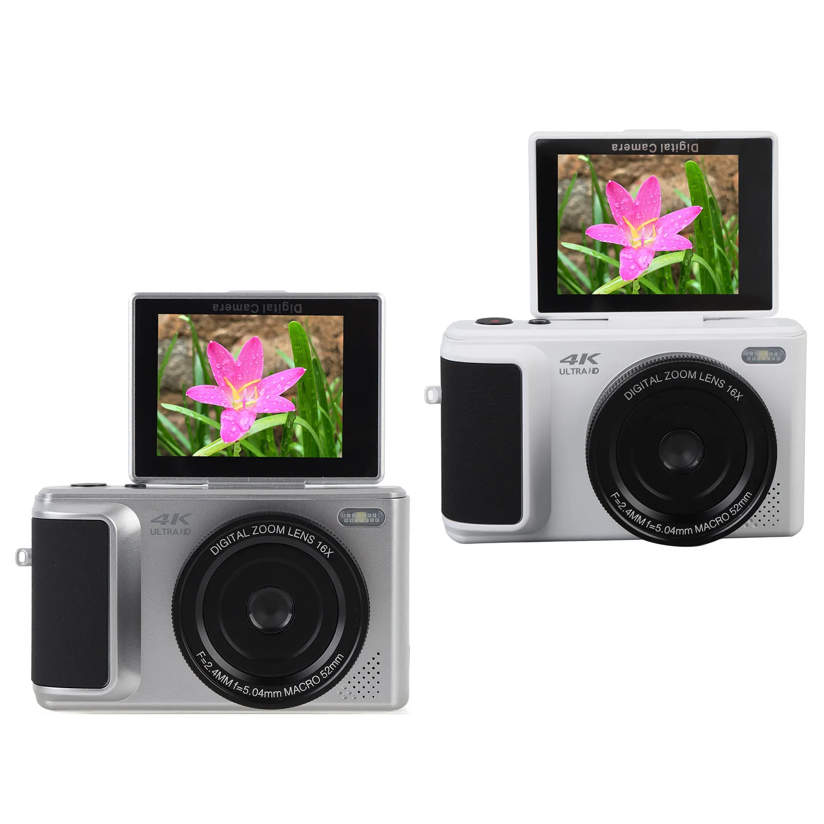 Digital camera with beauty filters displayed on screen