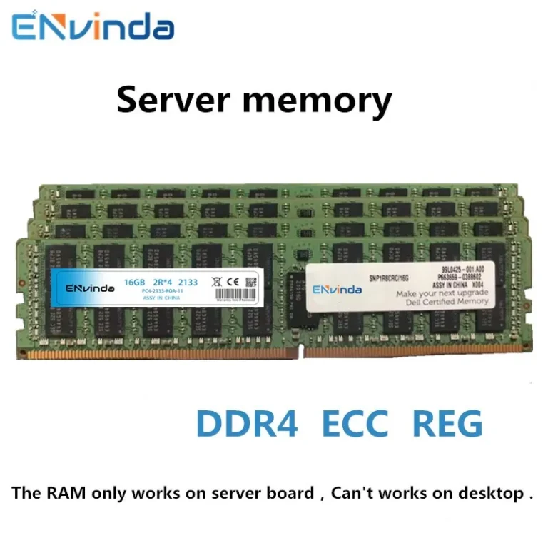 Close-up of ENvinda DDR4 16GB server memory chip