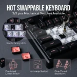 Side angle of EPOMAKER Galaxy100 aluminum gasket keyboard with thick case