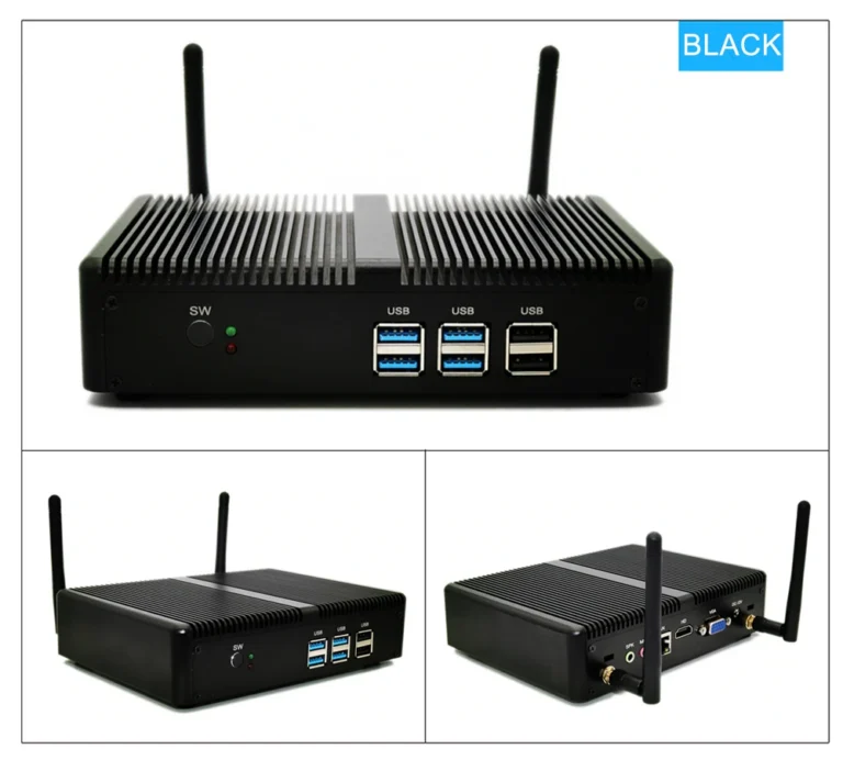 Side view of Eglobal mini PC showing USB and HDMI ports