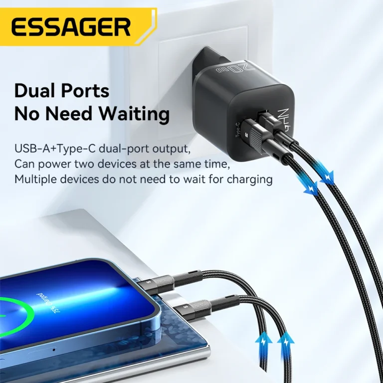 Essager 20W GaN USB-C charger side angle