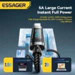 Essager USB-C cable with LED digital display showing charging status