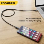Essager USB-C cable connected to laptop and smartphone for charging