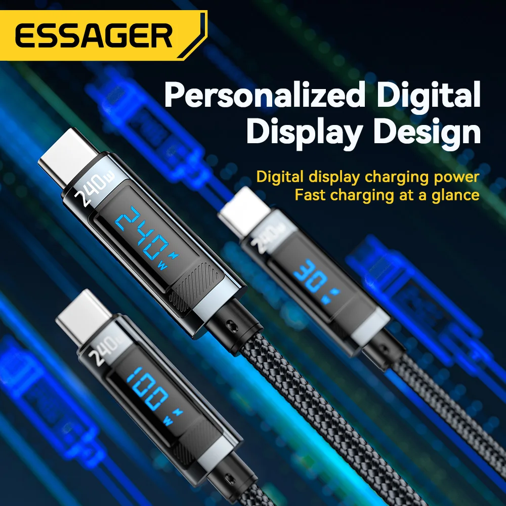 Essager branded USB-C cable packaging and retail box display