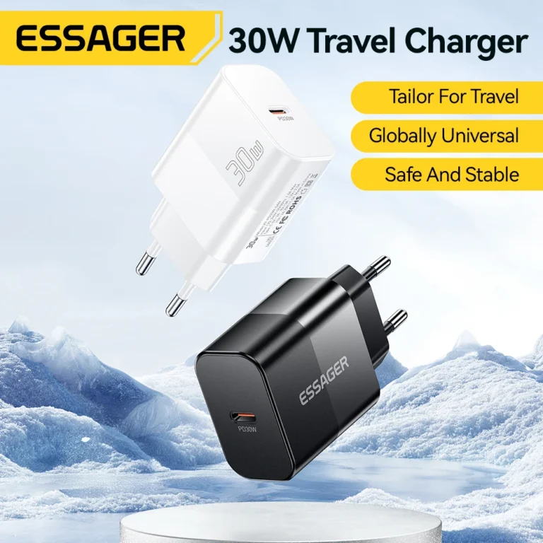 Essager 30W Type C travel charger side angle