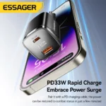 Close-up of the digital charging display on Essager 33W charger