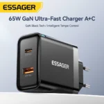 Essager 65W GaN charger front view with USB Type-C port