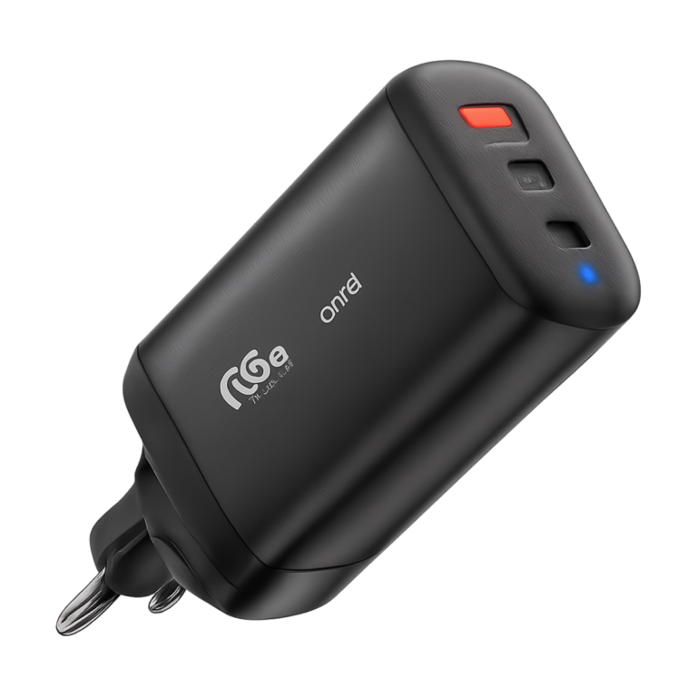 Essager 65W GaN USB-C fast charger angled view