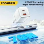 Essager 70W GaN charger showing USB and Type-C ports