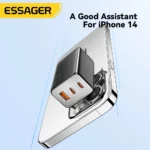 Essager 67W GaN charger in white color displaying ports