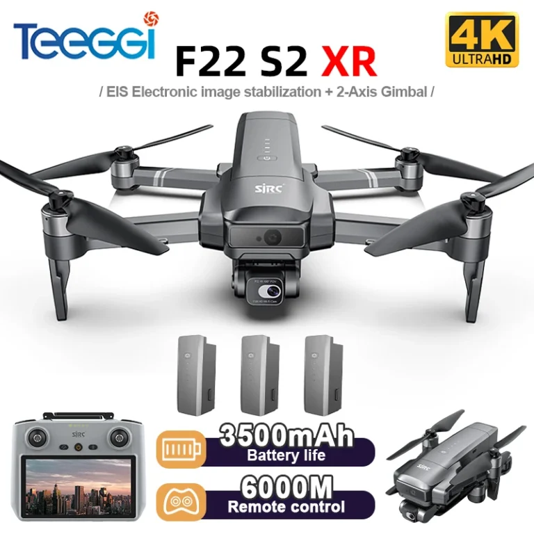 F22 S2 XR PRO+ 4K GPS drone with 2-axis gimbal in silvery grey