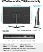 FYHXele 32-inch 4K gaming monitor showcasing thin bezels