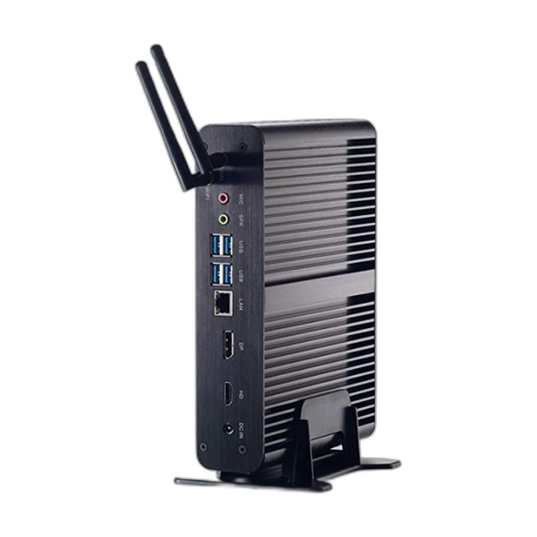 Fanless Mini PC with Intel i7 processor and aluminum alloy case front view
