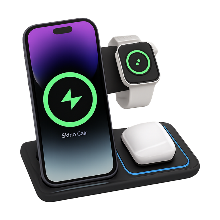 Foldable 3-in-1 30W wireless charging station for iPhone, iWatch, and AirPods