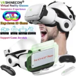 G02EF VR glasses front view with headset and gamepad