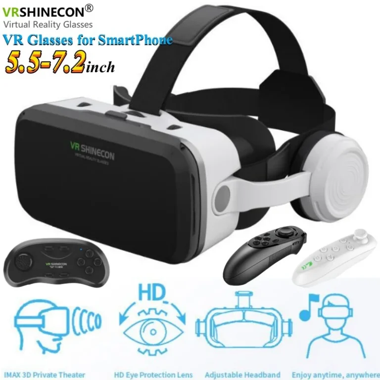G04EB VR Glasses front view with headset and joystick support