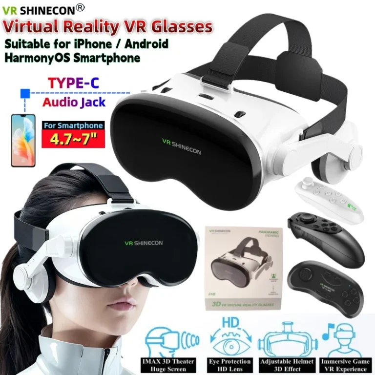 VR Shinecon G18E virtual reality glasses with wireless gamepad for 4.7-7 inch smartphones