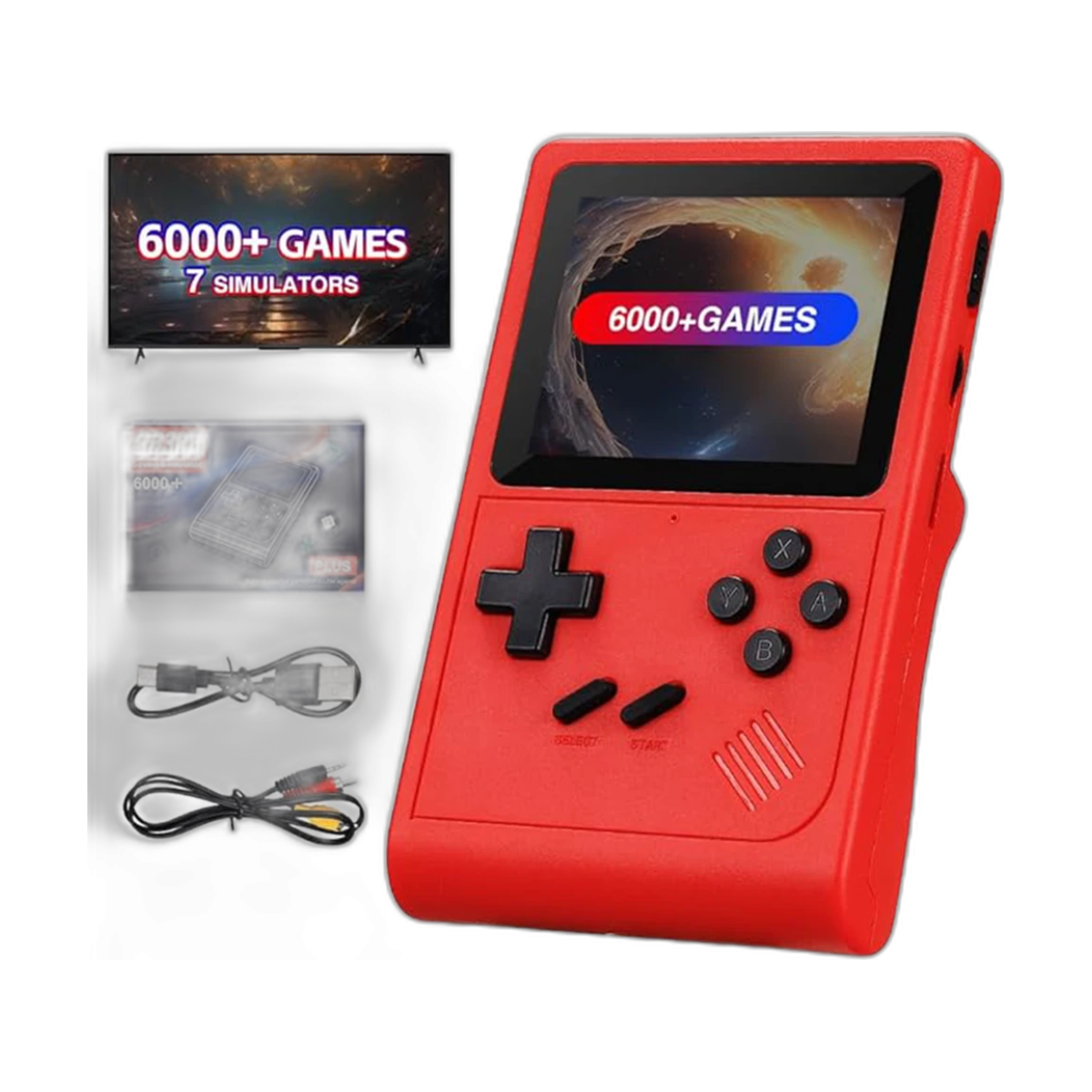GB300 Portable Handheld Game Player 3.0 inch Screen TV Video Game Console AV Output Retro Game Console Built-in 8G 6000+ Games-bg-clean GB300 handheld retro game console front view with 3 inch screen