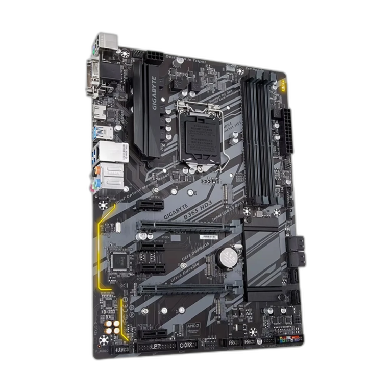 GIGABYTE B365 HD3 ATX motherboard front view with LGA 1151 socket