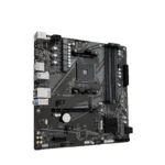 Top view of GIGABYTE B550M K motherboard showing CPU socket and cooling area