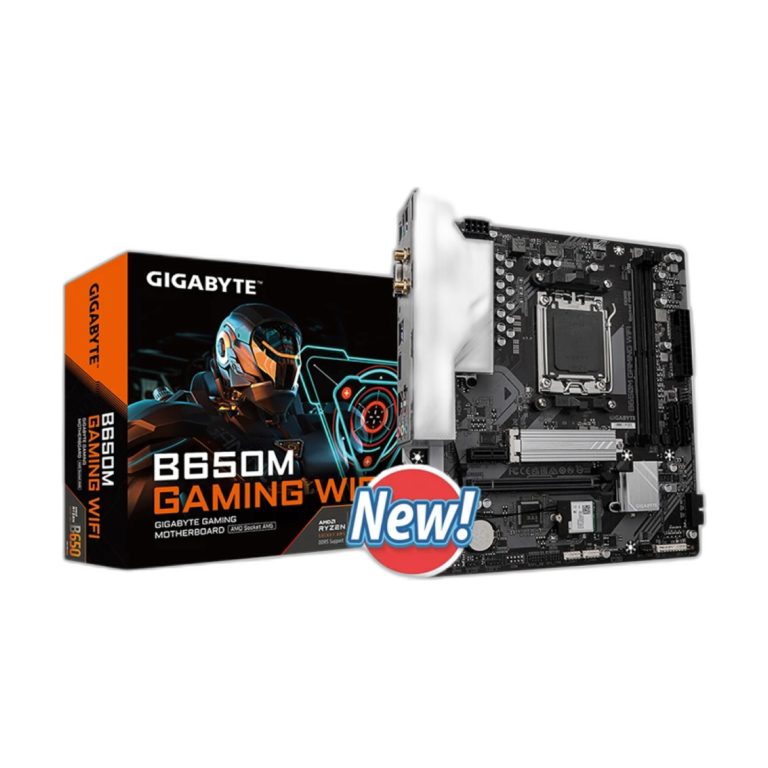 Front view of GIGABYTE B650M Gaming WiFi motherboard with AM5 socket