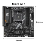 GIGABYTE B550M AORUS ELITE motherboard rear I/O ports with USB and LAN