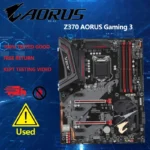 Close-up of GIGABYTE Z370 AORUS Gaming 3 motherboard PCI-E slots and M.2 interfaces