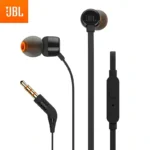 Side view of JBL T110 in-ear headphones with cable