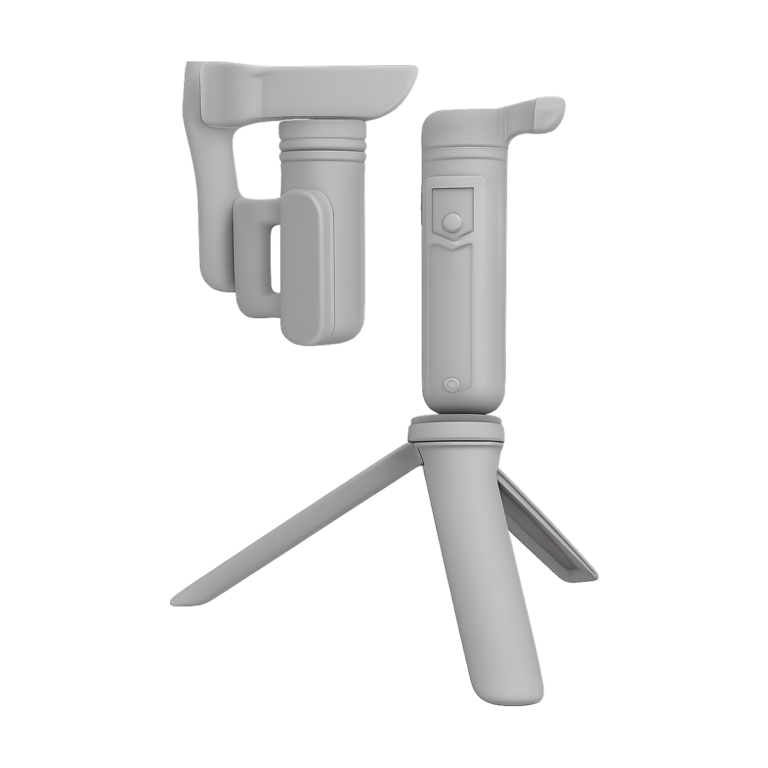 HQ3 3-axis gimbal stabilizer folded with smartphone attached