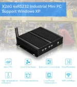 Front view of Intel Core i5-3317U Helorpc Mini PC with multiple USB and COM ports