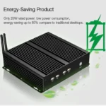 Close-up of port connectors including USB 2.0 and RS232 on Helorpc Mini PC