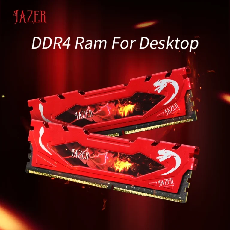 Close-up of JAZER DDR4 8GB RAM with aluminum heatsink