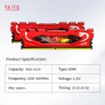 Side view of JAZER DDR4 3200MHz desktop memory stick