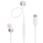 Close-up of JBL TUNE 310C headphones 3-button remote and microphone