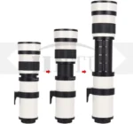 JINTU 420-800mm telephoto lens mounted on camera