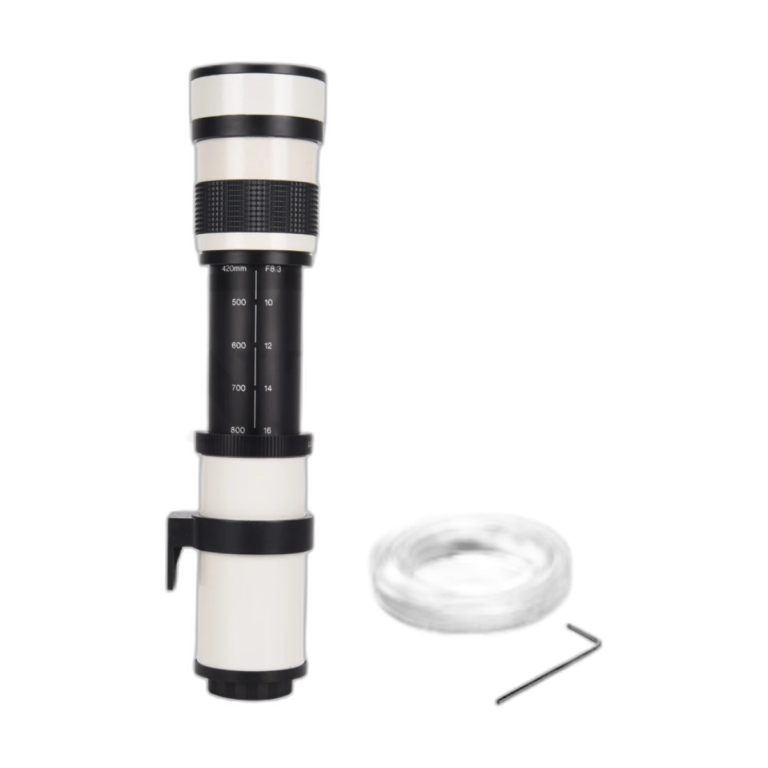 JINTU 420-800mm f/8.3 super telephoto lens angled view